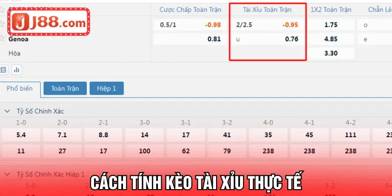 Cách tính kèo Tài Xỉu thực tế